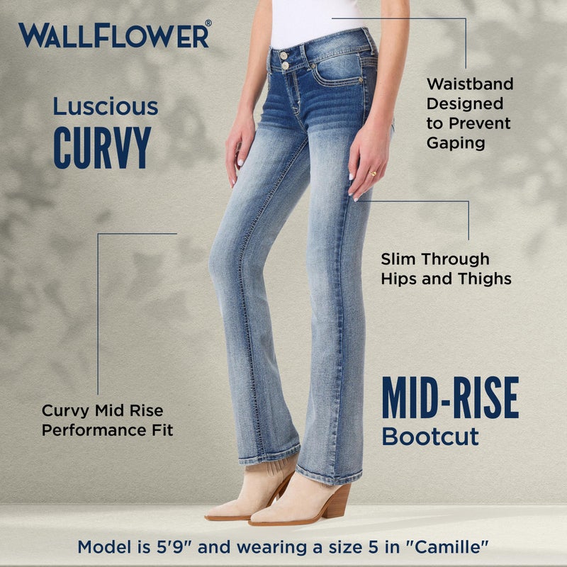 WallFlower Women's InstaStretch Luscious Curvy Bootcut Jeans, Camille, 11 Short - Image 4